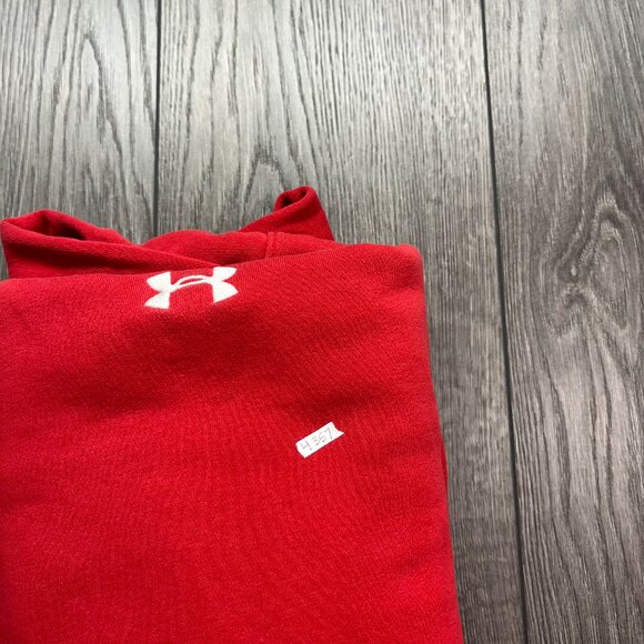 Under‎ Armour Centre Logo Embroidered Hoodie Red Medium Loose Fit - Picture 8 of 8